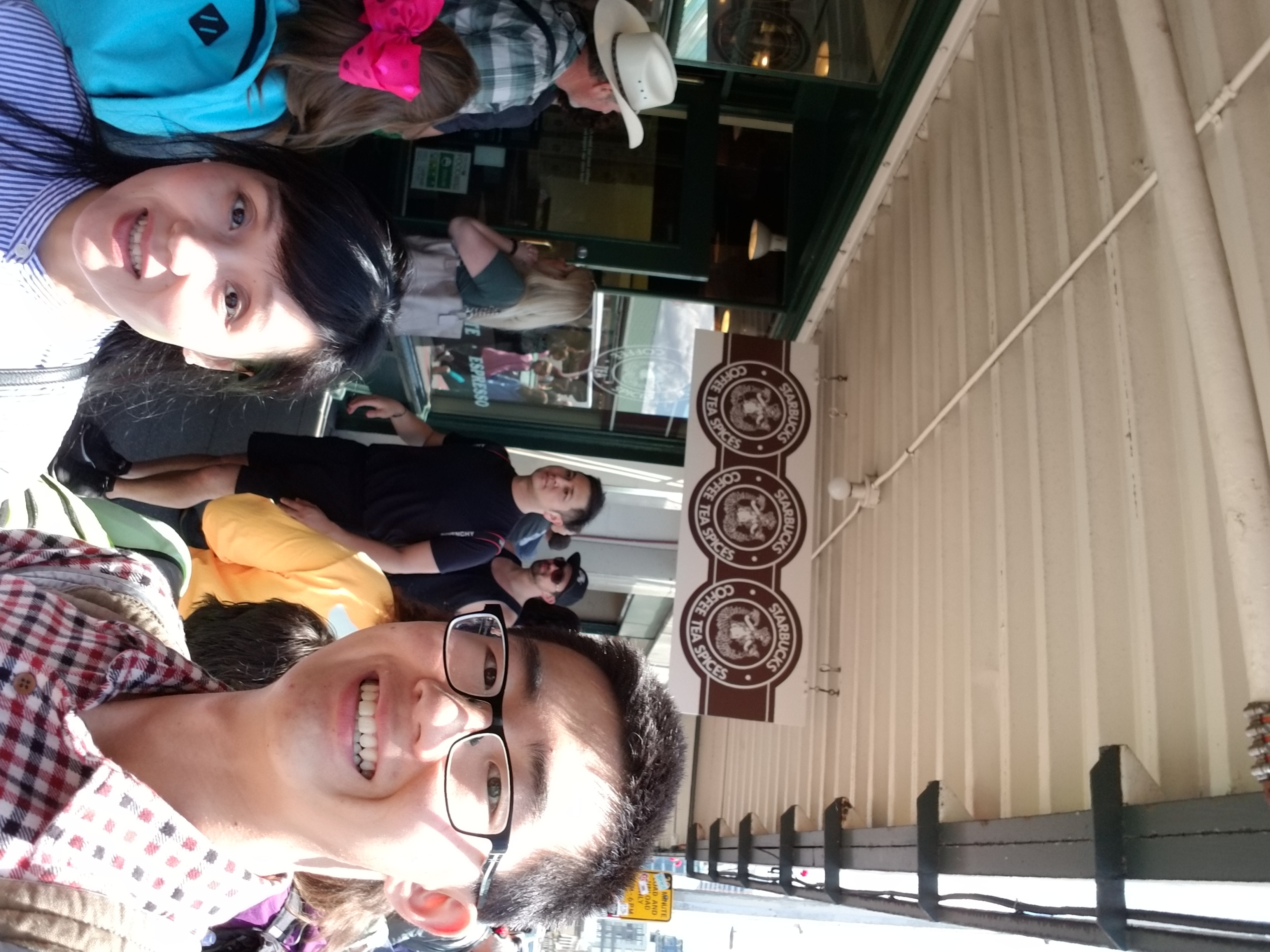 Picture taken at Pike's Place with my mom, first Starbucks :D